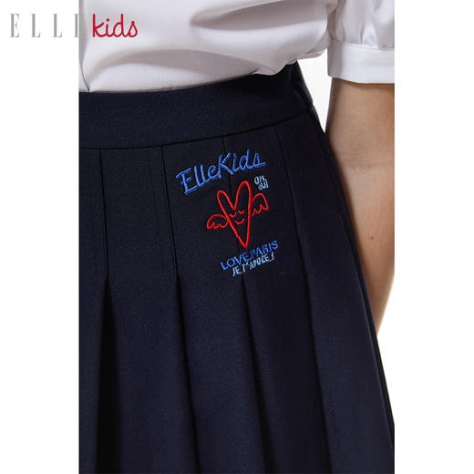 ELLEkids童装 学院风刺绣百褶半裙 商品图3