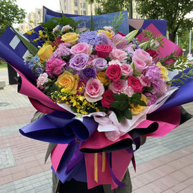 【姹紫嫣红】高端大气上档次花束，超级海派大花束