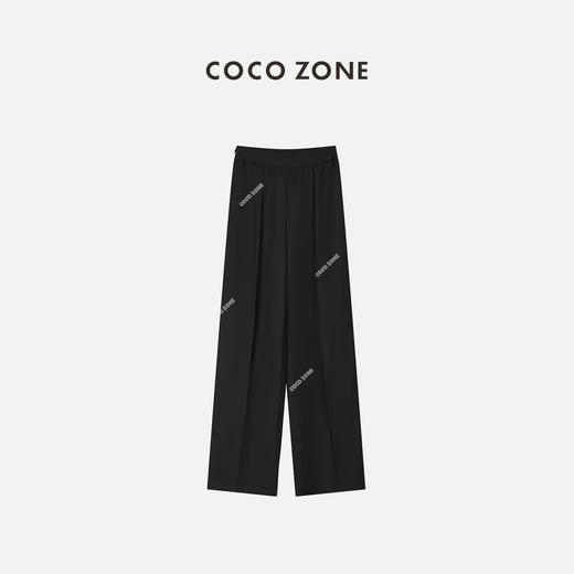 COCO ZONE褶皱感长裤百搭松紧腰通勤风纯色直筒裤23C19299 商品图0