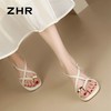ZHR则则法式绕带夹趾粗跟凉鞋2024新款温柔中跟百搭高级外穿女鞋 商品缩略图5