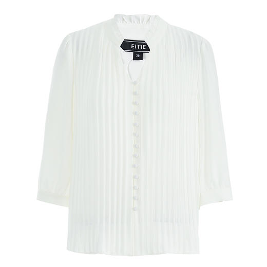 EITIE爱特爱夏季新款纯色显瘦简约白色通勤上衣7413115 商品图5