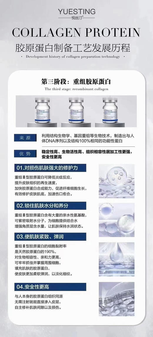 悦丝汀重组人源胶原蛋白水光5ml抗老收缩毛孔提亮肤色 商品图4