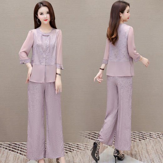 中式国风盘扣印花小衫，阔腿裤两件套休闲套装QYM-JJ-6628176-Y 商品图2