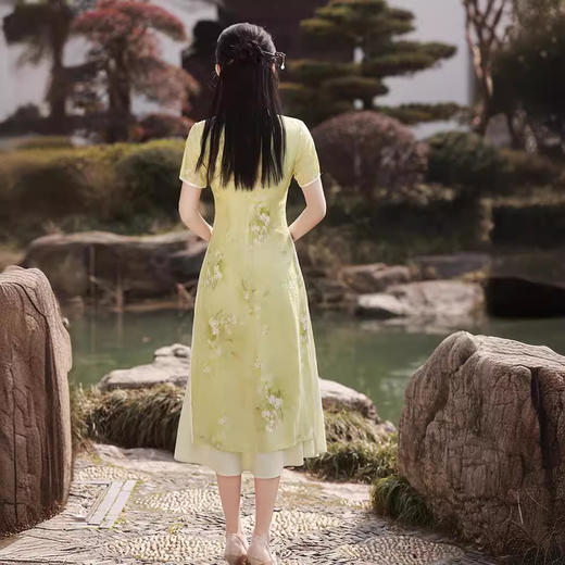 印花玲珑麻，改良素雅旗袍GR5119 商品图4