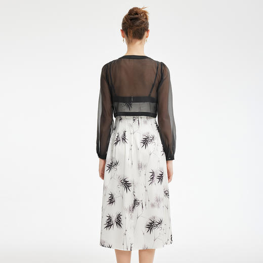 PF854斯尔丽2024新款国风系列薄纱箱型外套搭配吊带印花连衣裙两件套装 商品图1