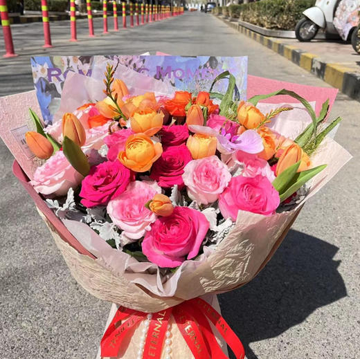 【甜蜜阳光】8朵弗洛伊德➕8朵洛神玫瑰➕阳台果汁泡泡➕蔷薇➕蝴蝶兰，时尚大气花束 商品图0