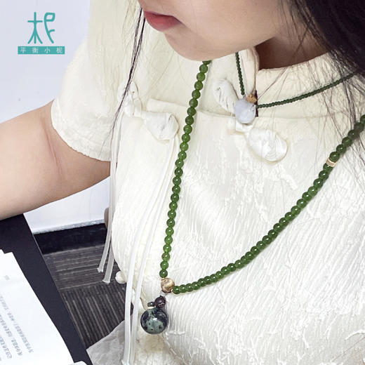 平衡小柅 天眼石绿玉髓扩香项链 商品图3