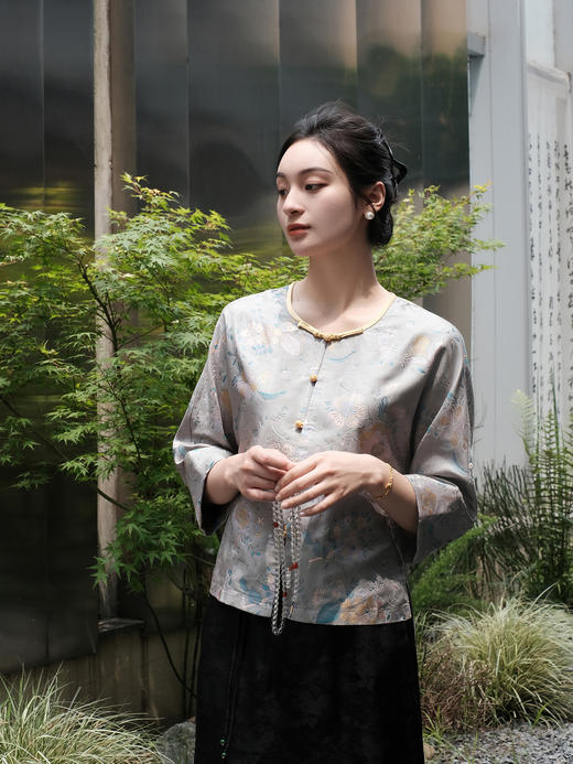 盛唐婧 |真丝花罗百花齐放对襟外套 商品图4