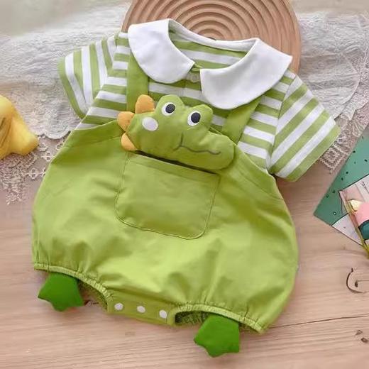 婴儿夏装连体衣网红宝宝可爱三角包屁衣夏天短袖哈衣卡通恐龙衣服 商品图0