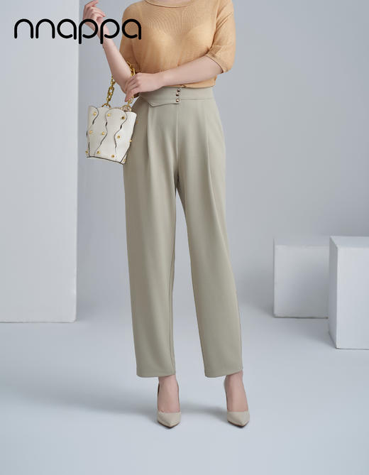 凉感高腰九分锥形裤PA29296 商品图1