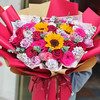 【福满安康】3朵向日葵➕10朵红玫瑰➕6朵弗洛伊德➕8朵紫色玫瑰➕6朵爱沙➕配花配叶，时尚大气花束，海派超级大花束 商品缩略图0
