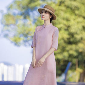 新中式棉麻女装苎麻连衣裙