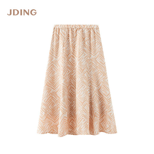 【商场同款】CJSJ509 “ 田园印花半裙 ” 深浅杏米配色的几何线条 现代动感 小A裙型 后腰松紧设计穿着舒适 商品图9