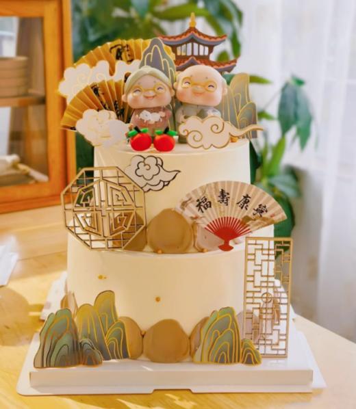 双层长辈祝寿生日蛋糕 商品图0