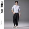 PINLI品立夏季新款扭褶五分袖休闲衬衫男士纯色商务短袖衬衣B242113086 商品缩略图1