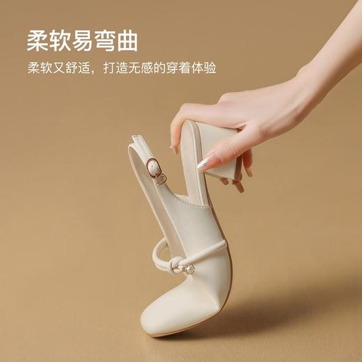 ZHR则则法式复古包头凉鞋气质百搭粗跟单凉鞋2024新款时尚女单鞋 商品图3