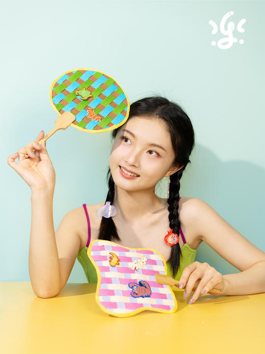 古古楽gugu端午DIY编织扇手工纸藤国风儿童自制作材料包夏季礼物 商品图1