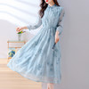 小清新文艺国风轻薄宽松显瘦盘扣气质蓝色连衣裙AHM-blty8713 商品缩略图2