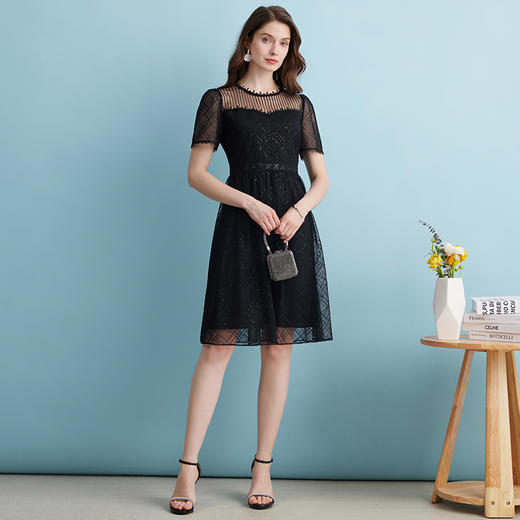 EITIE爱特爱夏季新款优雅蕾丝拼接连衣裙女7407158 商品图1