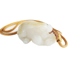 【天然正品】王广志苏工天然收藏级新疆真皮真籽招财貔貅造型和田玉籽料（富贵、吉祥）吊坠项链、手把件210424NJ13