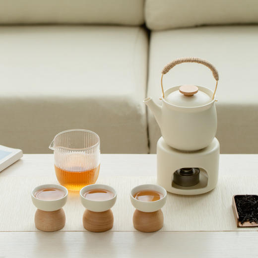 【为思礼】小提轻饮茶套装 简约ins奶油风温茶炉 家用陶瓷杯茶杯 支持定制 礼盒装 商品图7