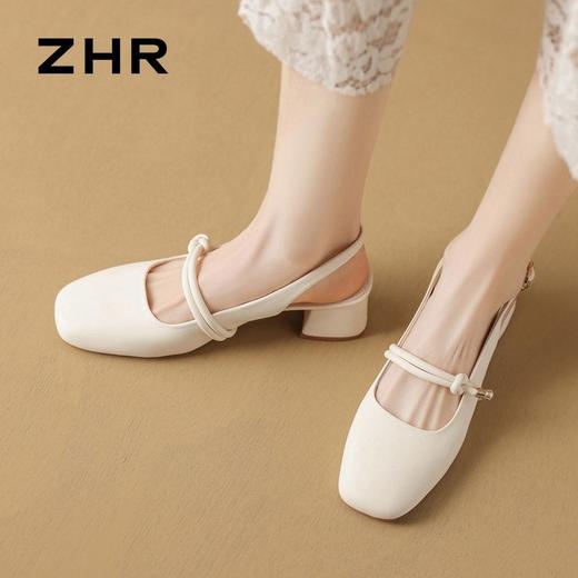 ZHR则则法式复古包头凉鞋气质百搭粗跟单凉鞋2024新款时尚女单鞋 商品图6