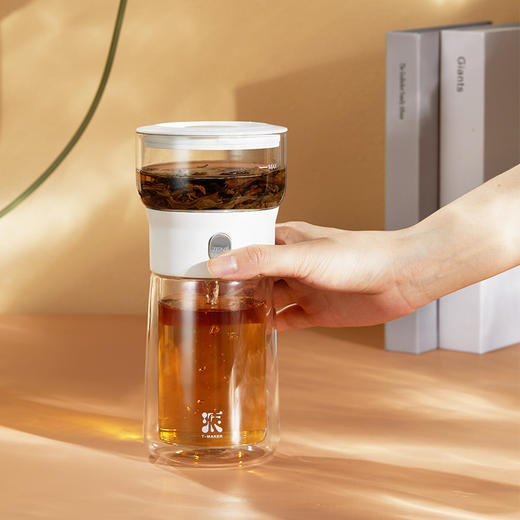 哲品丨派杯 派.T-MAKER 玻璃版 茶水分离 泡茶杯 玻璃杯 白色/黑色套装 270ml 商品图4