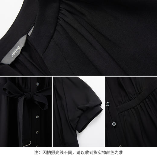 【商场同款】CJDJ517  “ 复古情怀小黑裙 ” 都市经典黑色收腰连衣裙 醋酸质地垂感 顺滑 吸湿透气 造型小灯笼袖，修饰大臂的线条 商品图5