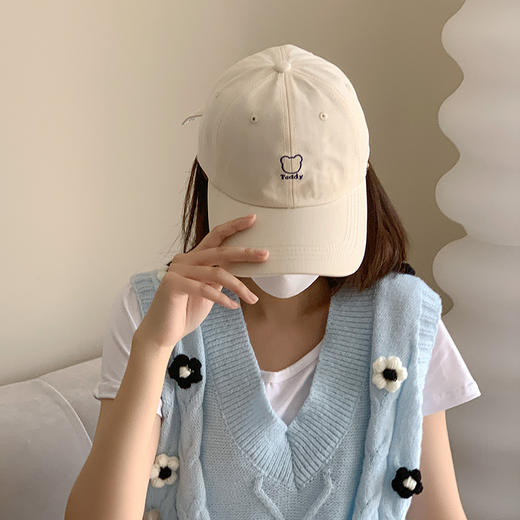 「29.9到手两顶！四季可戴」棒球帽子女春夏款韩版学生情侣可爱小熊刺绣夏季遮阳鸭舌帽潮配饰 商品图1