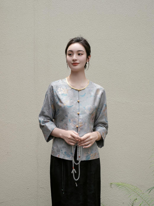 盛唐婧 |真丝花罗百花齐放对襟外套 商品图5