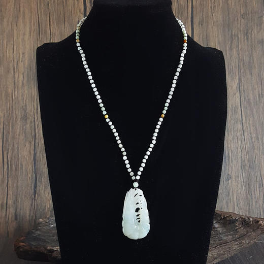 【天然正品】天然糯种无杂裂虾造型翡翠（节节高升、官运亨通）吊坠项链300424NJ09 商品图4