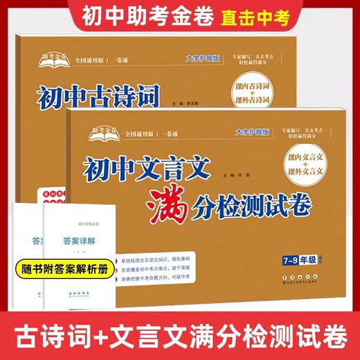 2024中文言文+古诗词满分检测试卷七八九年级 课内课外初中古诗文阅读理解满分训练考点精练789年级初一二三中考语文练习题 商品图0