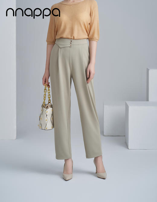 凉感高腰九分锥形裤PA29296 商品图0