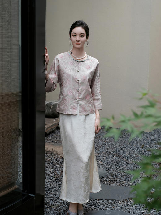 盛唐婧 |真丝花罗粉颜如梦对襟外套 商品图8