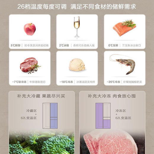 卡萨帝（Casarte）603L叠式对开双开门零距离自由嵌入式家用一级变频超薄超大容量玻璃面板零嵌电冰箱 BCD-603WGCRTM7S3U1 商品图4