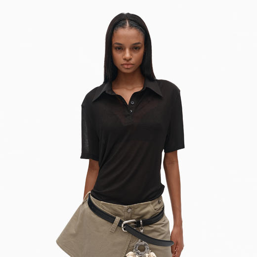 NUTH莱赛尔针织T恤宽松半透拼接短袖上衣女 商品图9