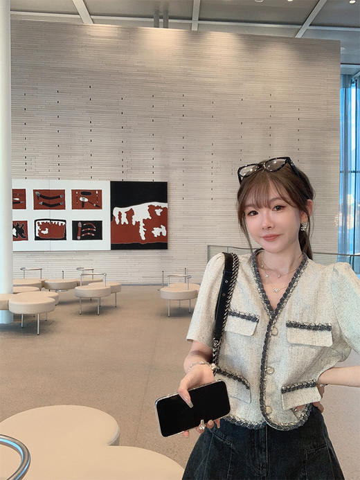 金蘑菇菇 香香的夏天 / 小个子小香风外套女短款高级感短袖上衣夏 商品图2