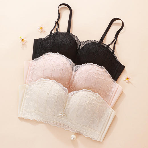 【无肩带内衣】熳洁儿 抹胸内衣防滑半杯聚拢可拆卸蕾丝抹胸文胸24261530 商品图9