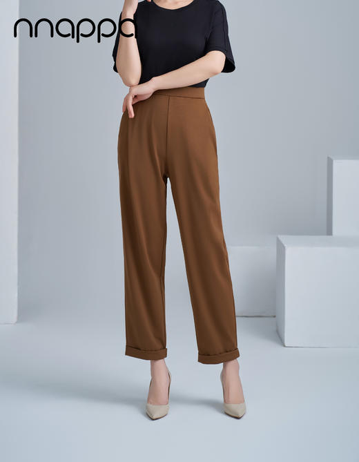 锦纶冰凉斜纹时尚翻边直筒裤PA37355 商品图3