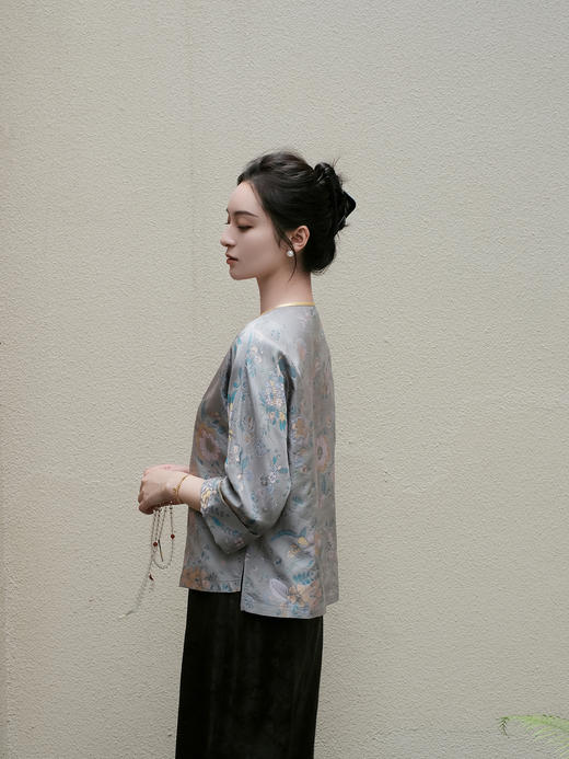 盛唐婧 |真丝花罗百花齐放对襟外套 商品图6