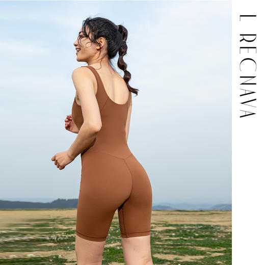 【裸感】自带胸垫 瑜伽 健身连体衣 四分长度，收腹提臀普拉提连体服 商品图7