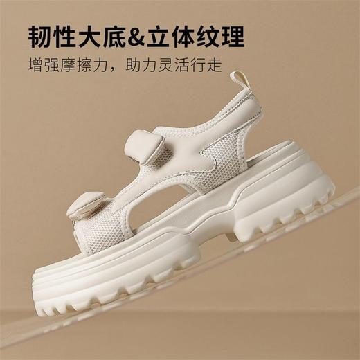 ZHR则则厚底凉鞋女2024夏季新款网洞外穿增高防滑魔术贴沙滩鞋女 商品图3