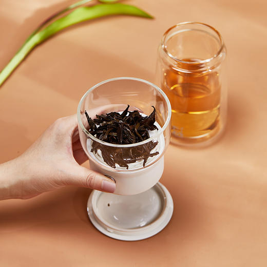 哲品丨派杯 派.T-MAKER 玻璃版 茶水分离 泡茶杯 玻璃杯 白色/黑色套装 270ml 商品图5