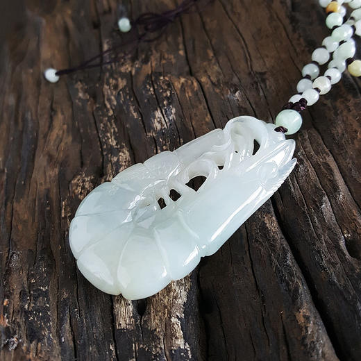 【天然正品】天然糯种无杂裂虾造型翡翠（节节高升、官运亨通）吊坠项链300424NJ09 商品图2