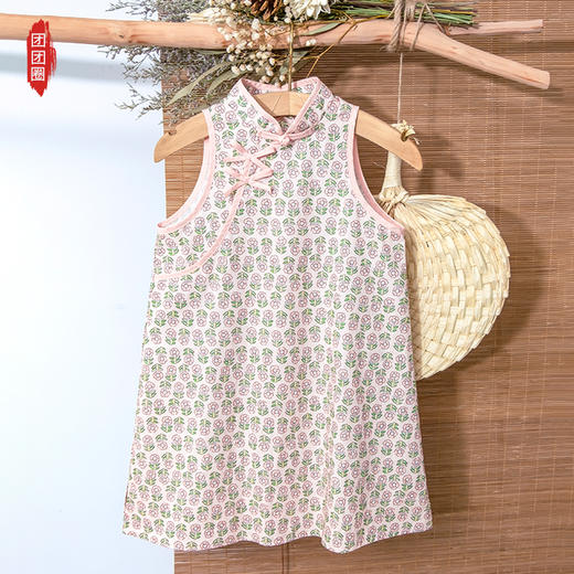 丹妈定制 花叙 圆V领斜襟 小SA版无袖旗袍 商品图1