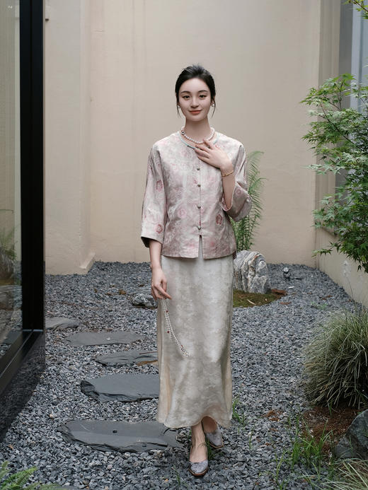 盛唐婧 |真丝花罗粉颜如梦对襟外套 商品图11