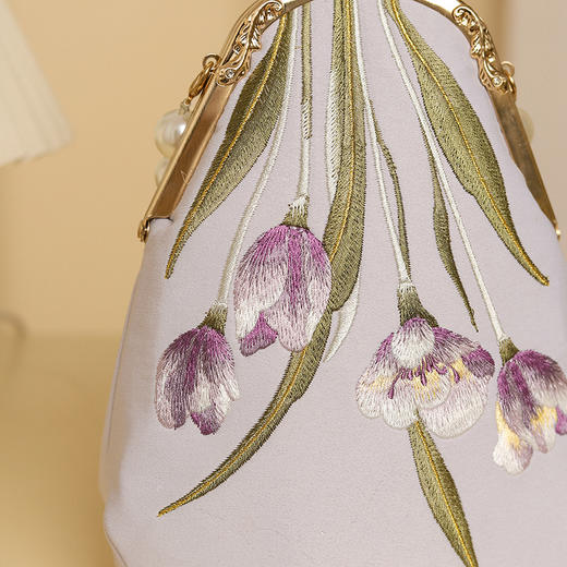 【南法小镇】古风旗袍珍珠提手绣花小方包QB 商品图2