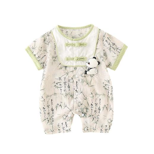 婴儿夏季连体衣新中式短袖新生儿哈衣中国风熊猫爬服宝宝外出服 商品图4