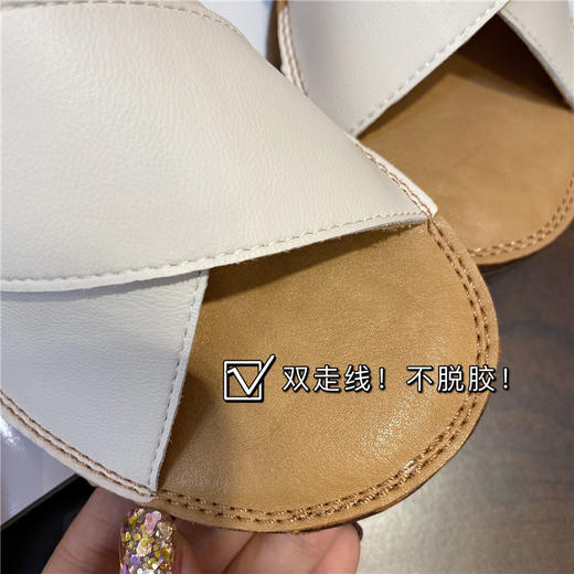 雀说夏日BI备 软超！任意折牛皮交叉平底拖鞋女凉鞋女平底拖鞋ALA40163 商品图2