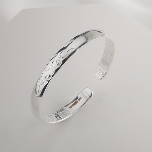 【宏艺珠宝】瑞气祥云心经手镯·足银手镯 商品图0